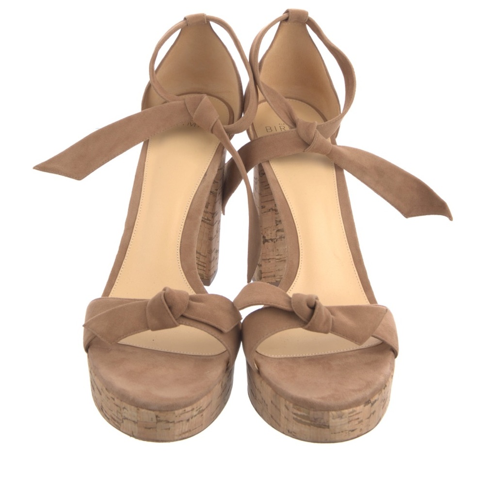 Tan Alexandre Birman Cork Platform Ankle Strap Sandals 10
